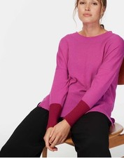 Brora candy pink cashmere gauzy colour block  jumper Size S-M