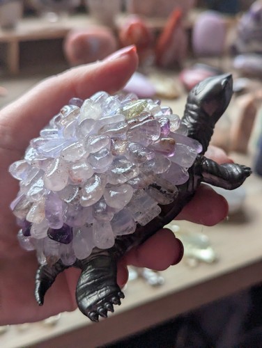 Amethyst chips crystal turtle - crystal,