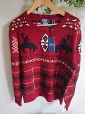 Ralph Lauren Western Inspired Fair Isle Jumper Wool Size Small