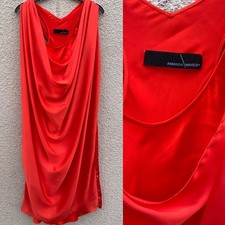 AMANDA WAKELEY CORAL ORANGE  SILK GRECIAN DRAPED DRESS 14 Designer