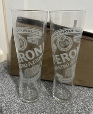 2x Peroni Nastro Azzurro Pint Glasses with Thin Nucleated Base Brand New Unused