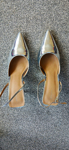 Silver pointed toe slingback - pointed,