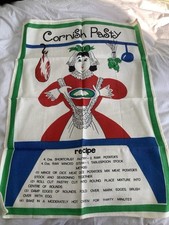 Cornish Pasty Recipe Linen Tea Towel Vintage Unused