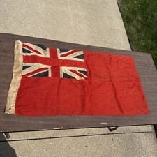 VINTAGE NAUTICAL BRITISH NAVAL ROYAL NAVY RED DUSTER ENSIGN FLAG UNION JACK Old