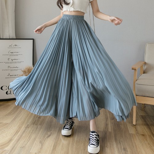 Lady chiffon pleated - chiffon, wide-leg
