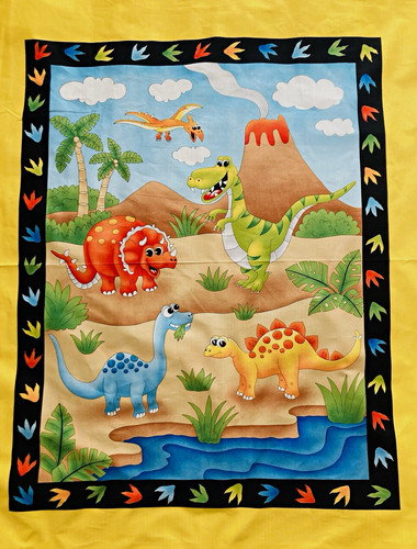 Dinosaurs novelty fabric panel - novelty,