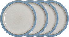 Denby - Elements Blue Dinner Plates Set of 4 - Dishwasher Microwave Safe Crocke