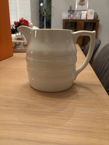 Vintage white ceramic ribbed - white,