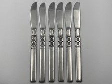 6x Oneida Northland Artistic Dinner Knives Set Vintage Mid Century 20.8cm
