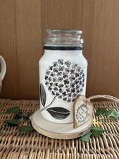 Storage Jar: Glass, Upcycled, Hand Painted, Floral Design Decoupage