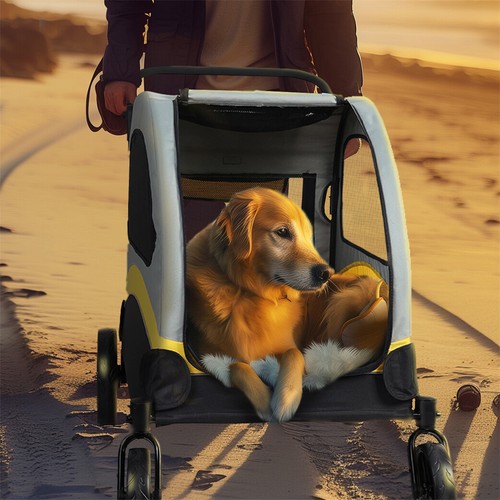 Folding portable dog stroller - dog,