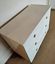 3 Drawer Wide Chest of Drawers Freestanding Bedroom Dresser Matt White Wooden