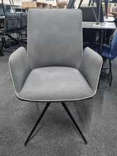 New 6 x Contemporary Grey & Metal Swivel Dining Arm Chairs *Barker & Stonehouse*