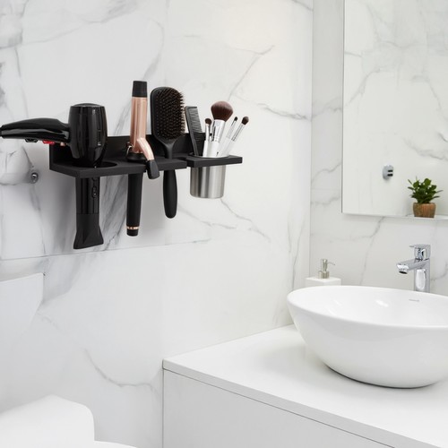 Wall mounted hair dryer holder - mounted,