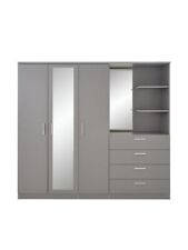 Panama 3 Door 4 Drawer Combi Wardrobe with shelves Grey Modern Bedroom Furniture