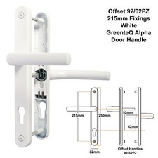 Alpha UPVC Door Handle Set 92/62mm Lever Offset Pair 215mm Fix 250mm Backplate
