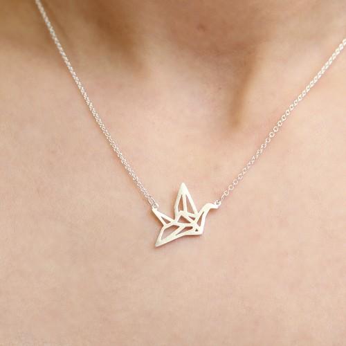 925 silver origami crane - origami, swan