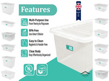 Clear Plastic Storage Box Boxes With Lids UK BRITISH MADE Home Office Stackable