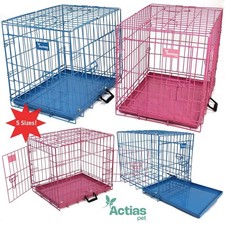 Pink Blue Dog Cage Puppy Metal Training Pet Crate Carrier XS S M L XL