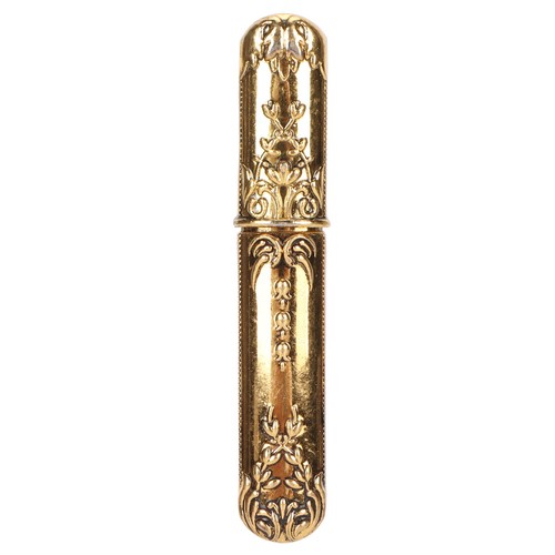 Gold vintage needle case - needle,