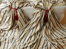 Vintage Huge French Pair Lined Curtains EMPIRE Brocade Urn of Flowers 83"D 114"W