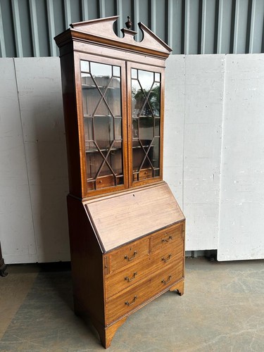 Edwardian mahogany bureau - an,