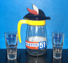 Pastis 51 / Pernod 45 large limited edition carafe + 2 Pastis 51 glasses