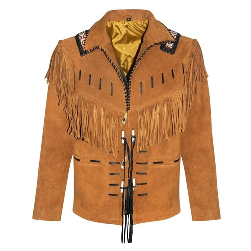 Men brown fringe leather - brown,
