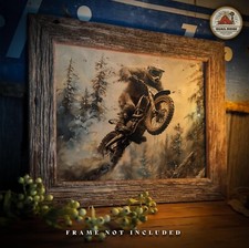 Sasquatch Bigfoot Art Print Motocross Dirt Bike Off Road Racing Poster Wall Art