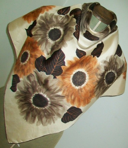 Large vintage silk scarf - silk,