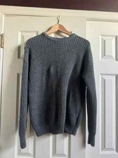 American Apparel Vintage Heathered Grey Cotton Fisherman Sweater READ DESCRIPTIO