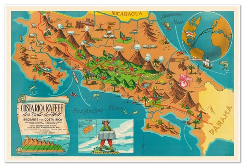 Costa rica coffee map - coffee,