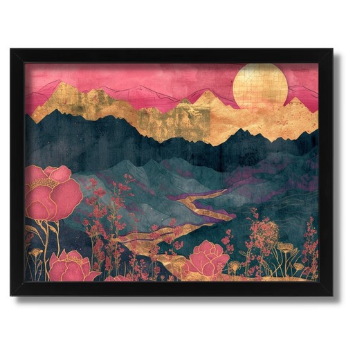 Golden sunrise mountainprint - golden,