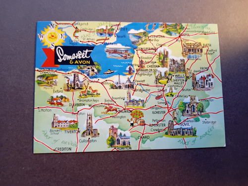 Vintage map postcard - uk,