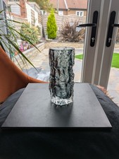 WHITEFRIARS GLASS 6" SMALL BARK VASE - 9689 PEWTER