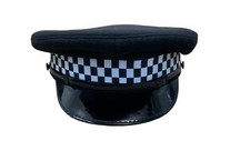 Flat Peaked Cap With Checker Used Black Fancy Dress Theatre Film TV PKCAPB