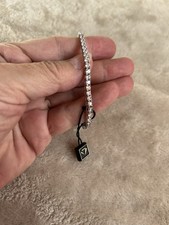 Elegant Sterling Silver Simulated Diamond Tennis Bracelet - Size 7”