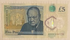 Circulated Good First Series Five Pound Note, AA44 234770 a slight fold line