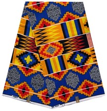 6 Yards Kente Cloth  African Wax Print Polycotton Fabric For Sewing Crafting