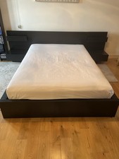 IKEA Malm black double bed with Side tables