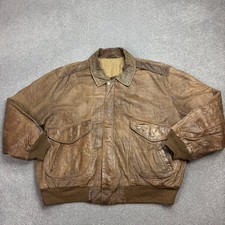 Leather Flying Jacket Adult 2XL XXL Brown Military Aviator Flight USA Bomber Men