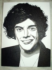 Canvas Painting One Direction Harry Styles B&W 16x12 inch Acrylic
