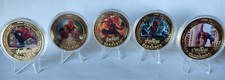 Marvel Spiderman Gold Plated 5 Coin Set Avengers Assemble With Display Stand New