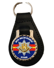 Royal Anglian Regiment Veteran Military leather pear drop shape key ring