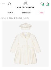 Emile et Rose Baby Girls Ivory Velour Coat & Hat Set 23 Months