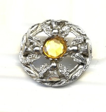 Vintage HOLLYWOOD Thistle Brooch Faux Citrine Scottish Wedding Jewellery Celtic
