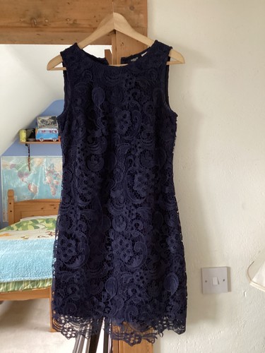 Ladies dark blue lacey dress - dark,