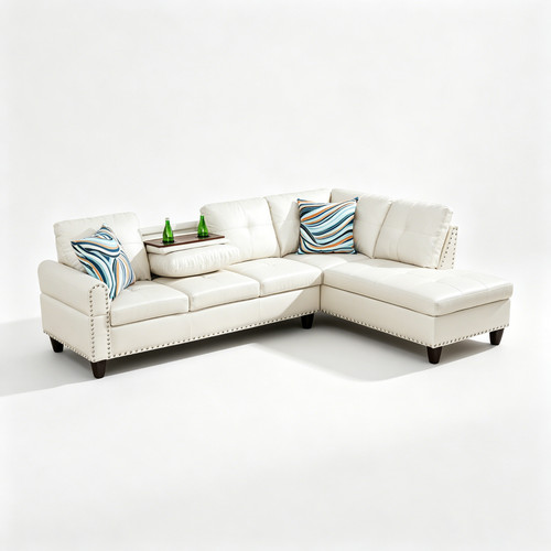 White faux leather 3pc - 3pc, living