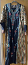 VINTAGE RETRO MENS LADIES KAFTAN HAND MADE NO LABELS BLUE STITCHED 