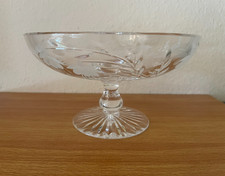 Stuart Crystal Cascade Fuschia Design Etched Crystal Comport Footed Dish Bowl